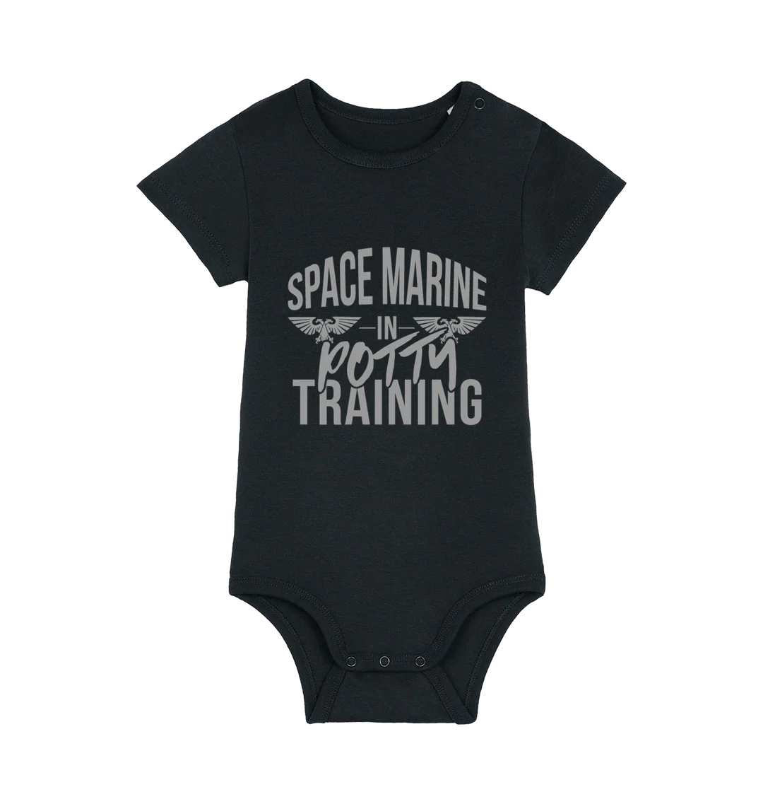 Space Marine In Potty Training V1 Organic Baby Bodysuit