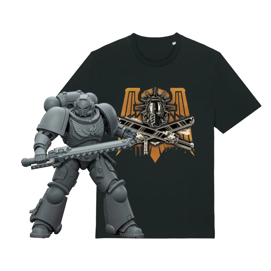 JoyToy Warhammer 40,000: Space Marine 2, Space Marines Intercessor, Armouring Hall Edition (1/18 Scale) & T Shirt Bundle (USA)