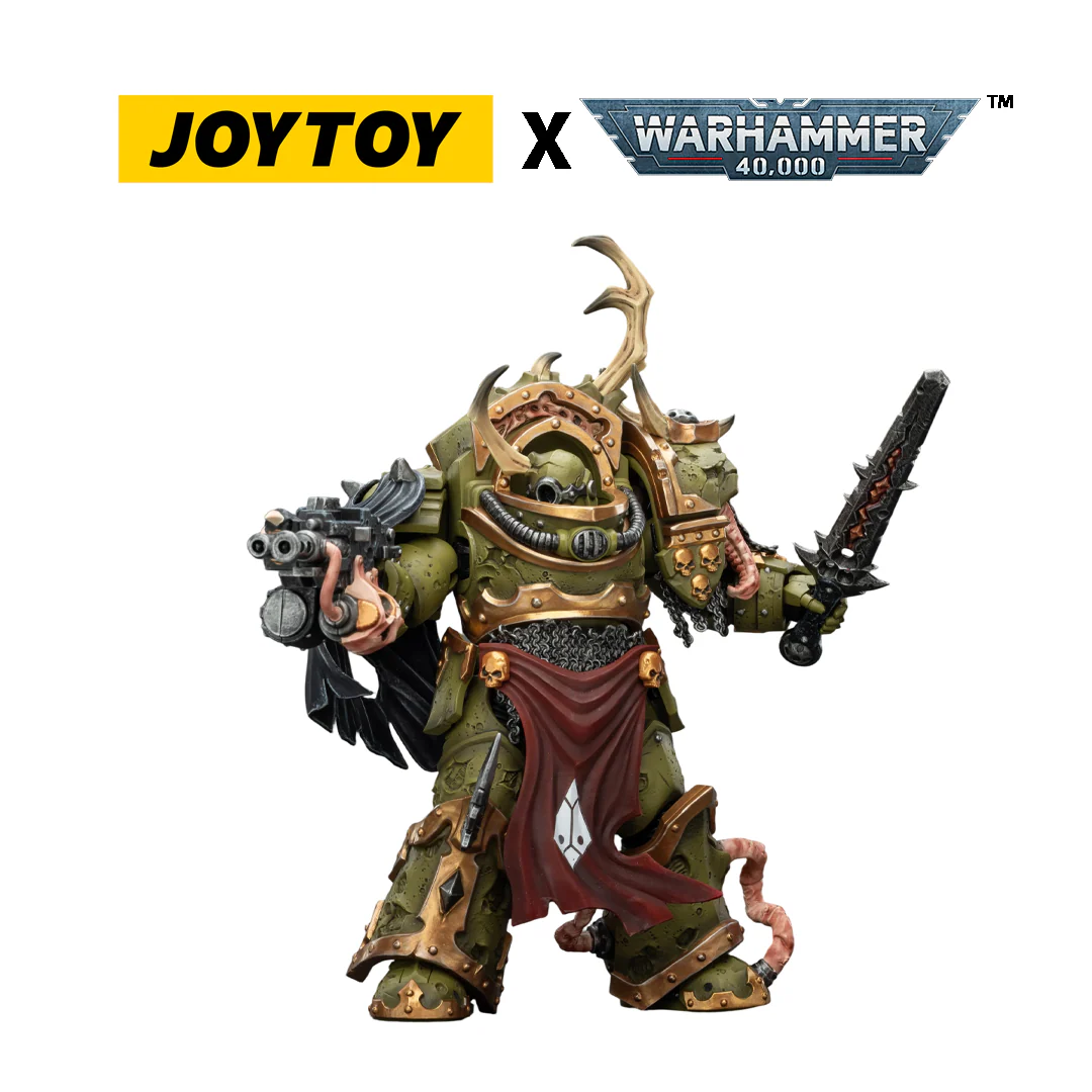 JoyToy Warhammer 40,000 Action Figure - Death Guard, Blightlord Terminator 3 with Combi-bolter and Bubotic Blade (1/18 Scale)