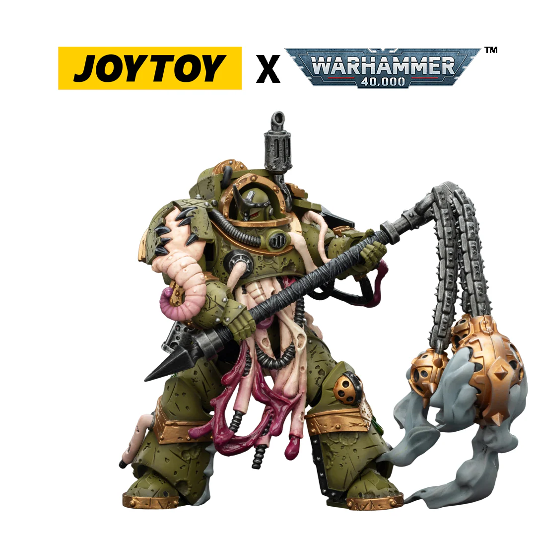 JoyToy Warhammer 40,000 Action Figure - Death Guard, Blightlord Terminator 2 with Flail of Corruption (1/18 Scale) Preorder.