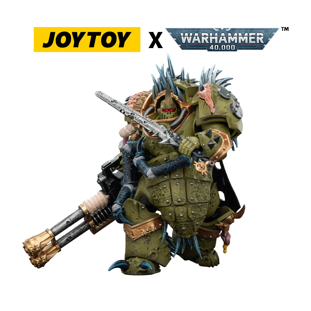 JoyToy Warhammer 40,000 Action Figure - Death Guard, Blightlord Terminator 1 with Reaper Autocannon and Bubotic Blade (1/18 Scale)