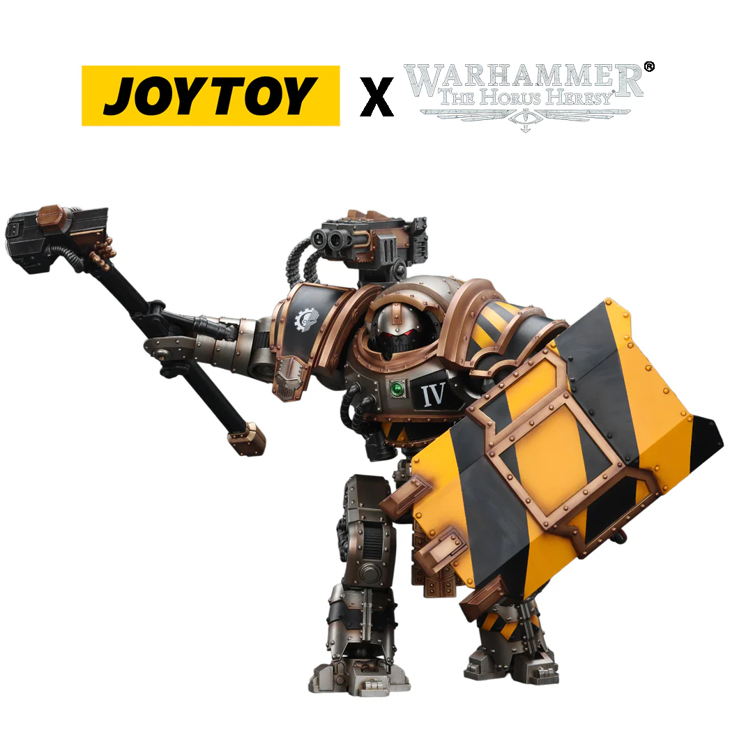 JoyToy Warhammer The Horus Heresy Action Figure - Iron Warriors, Iron Circle Domitar-Ferrum Class Battle-automata with Karceri Battle Shield and Graviton Crusher (1/18 Scale) Preorder.