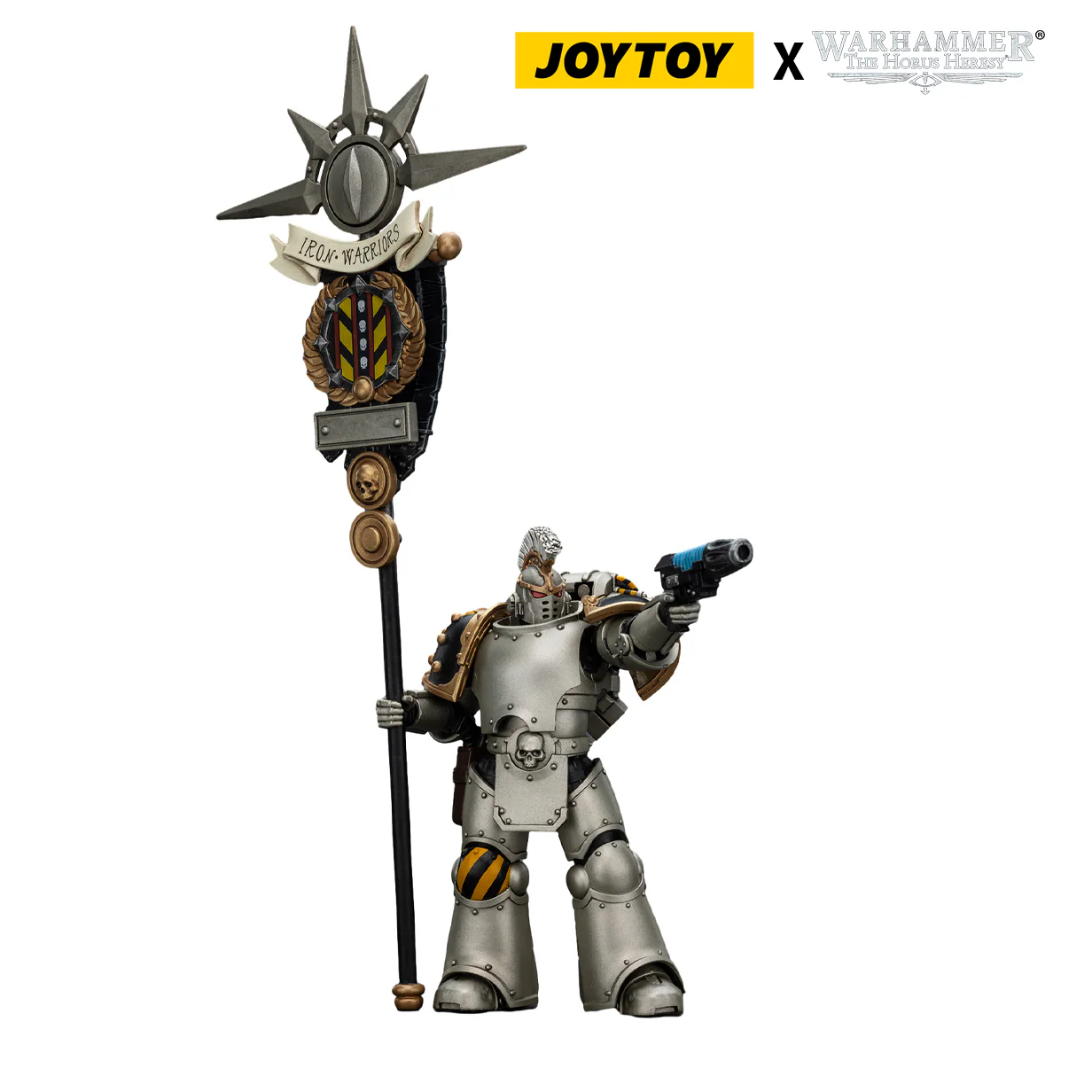 JoyToy Warhammer The Horus Heresy Action Figure - Iron Warriors, Command Squad Chosen with Legion Standard (1/18 Scale)