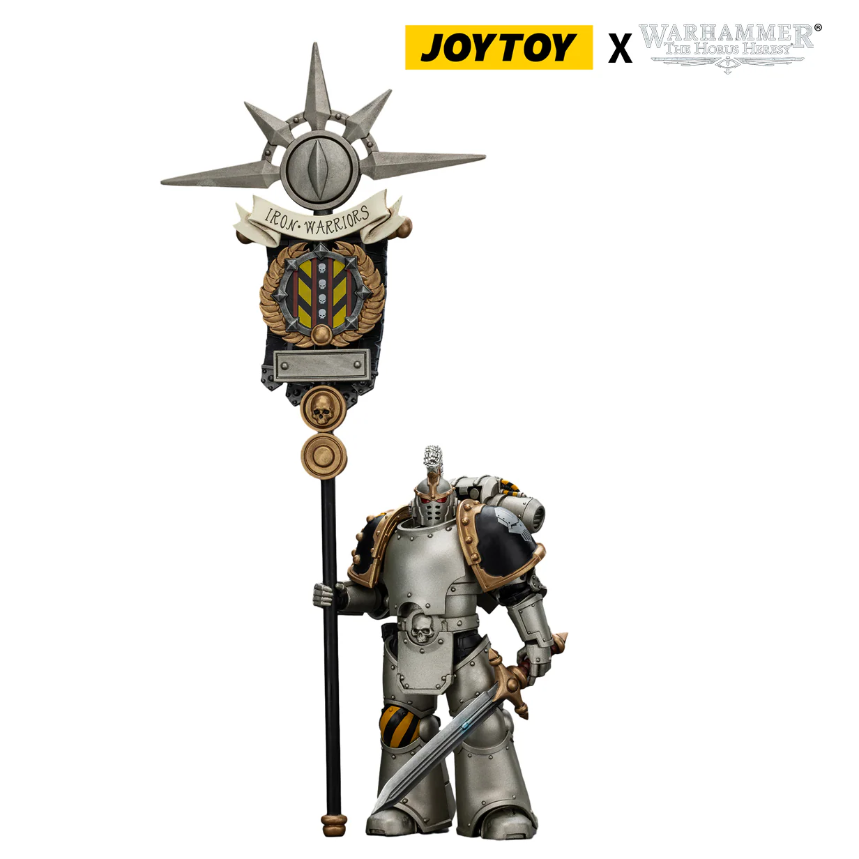 JoyToy Warhammer The Horus Heresy Action Figure - Iron Warriors, Command Squad Chosen with Legion Standard (1/18 Scale)