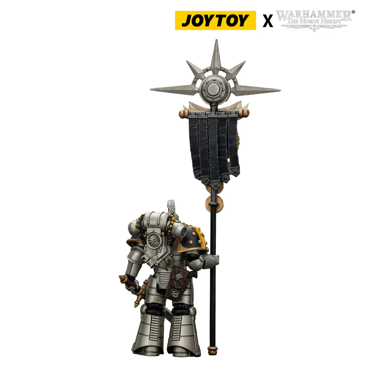 JoyToy Warhammer The Horus Heresy Action Figure - Iron Warriors, Command Squad Chosen with Legion Standard (1/18 Scale)