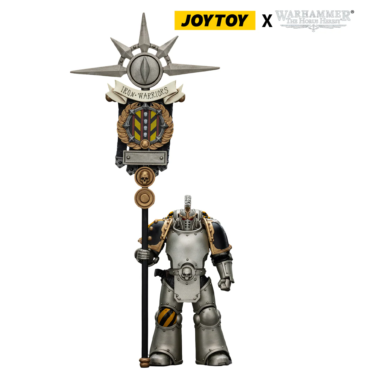 JoyToy Warhammer The Horus Heresy Action Figure - Iron Warriors, Command Squad Chosen with Legion Standard (1/18 Scale)