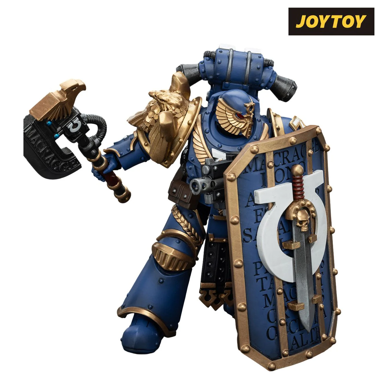 JoyToy Warhammer The Horus Heresy Action Figure - Ultramarines, Invictarus Suzerain #1 with Bolt Pistol, Legatine Axe and Argyrum Pattern Boarding Shield (1/18 Scale)