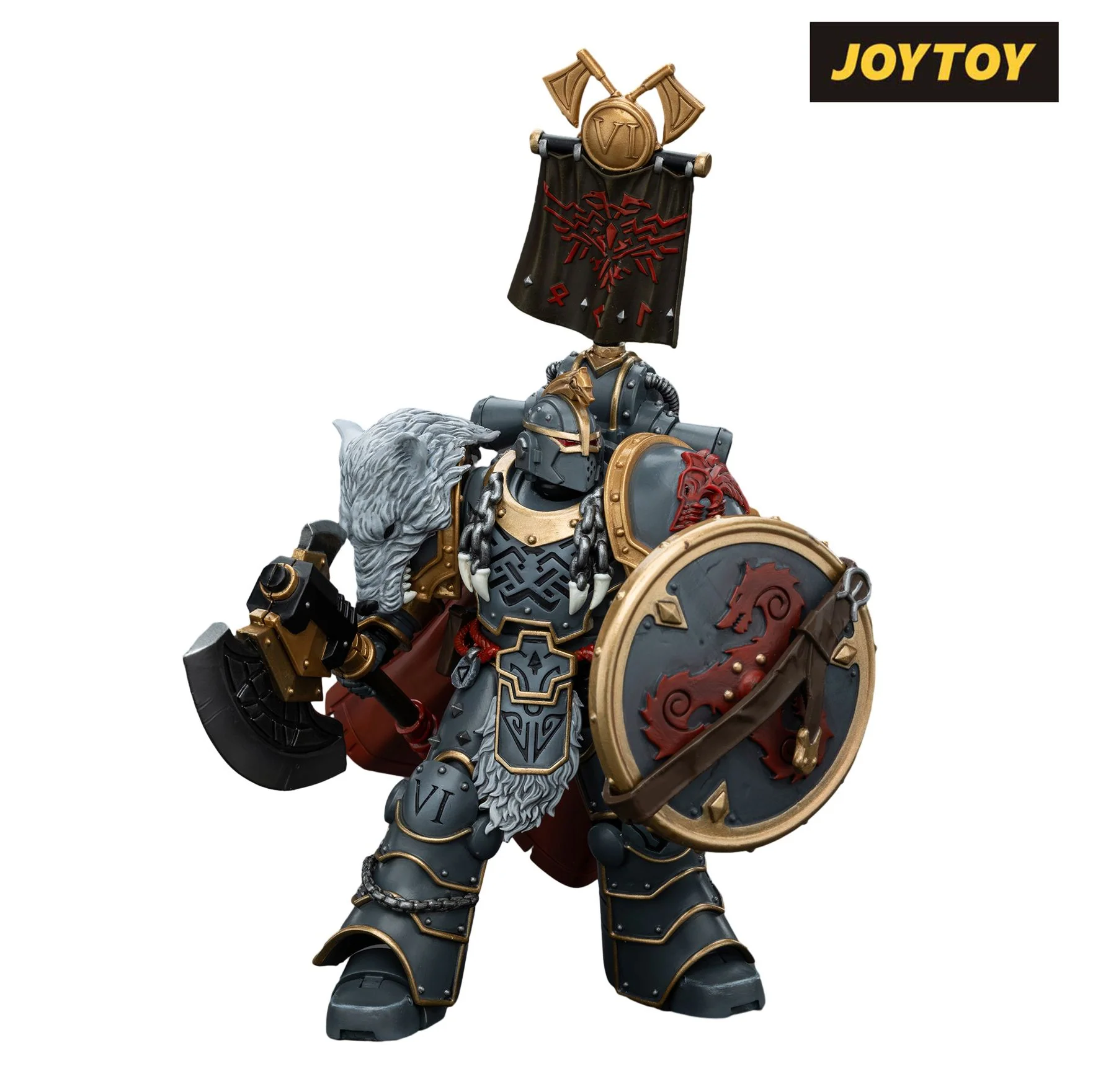 JoyToy Warhammer The Horus Heresy Action Figure - Space Wolves, Legion Praetor with Power Sword & Combat Shield (1/18 Scale)