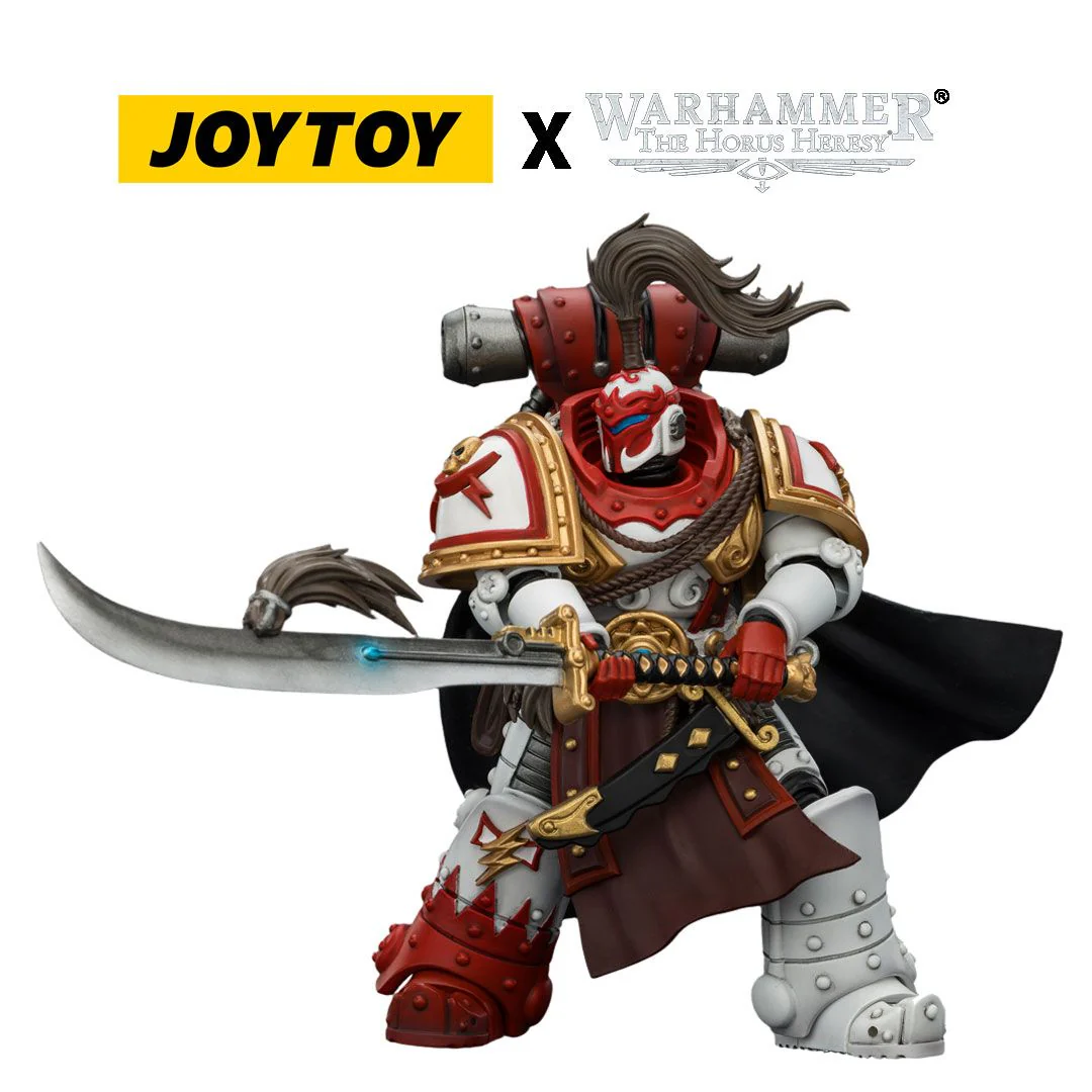 JOYTOY Warhammer The Horus Heresy Action Figure - White Scars, Hibou Khan, Seeker of Atonement, with power sword 'The Breath of the Storm' (1/18 Scale)