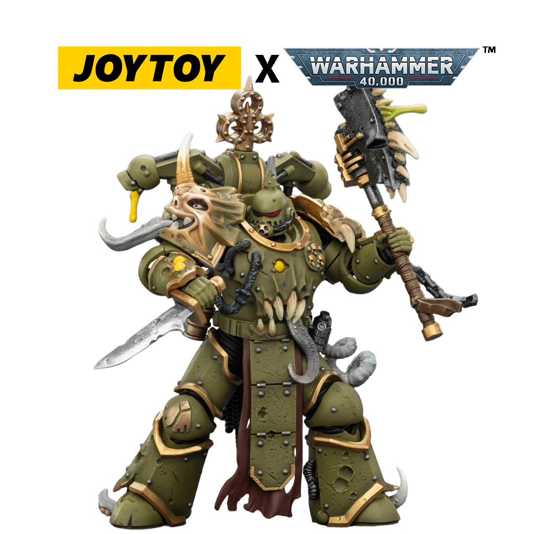 JOYTOY Warhammer 40,000 Action Figure - Death Guard, Plague Marine with Bubotic Axe and Plague Knife (1/18 Scale)