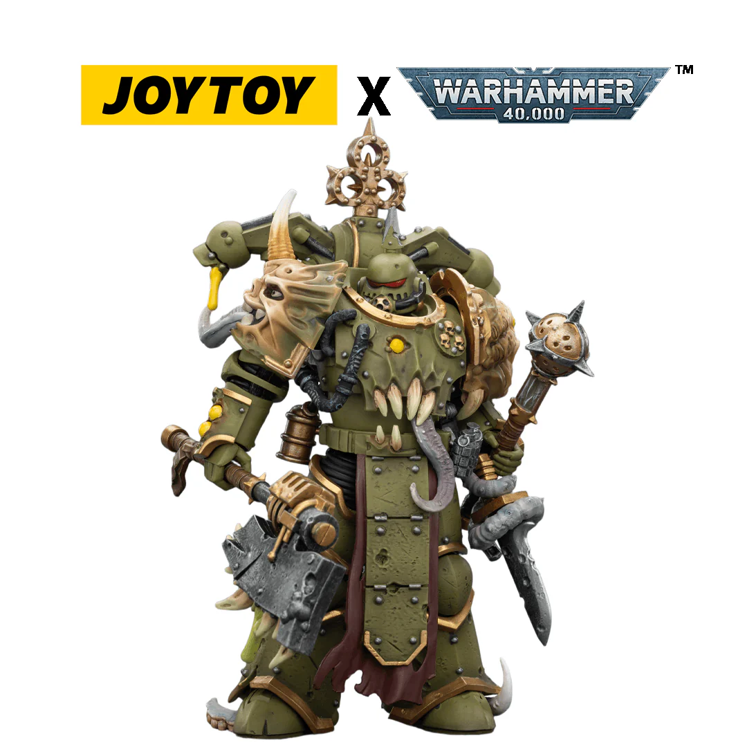 JOYTOY Warhammer 40,000 Action Figure - Death Guard, Plague Marine with Bubotic Axe and Plague Knife (1/18 Scale)