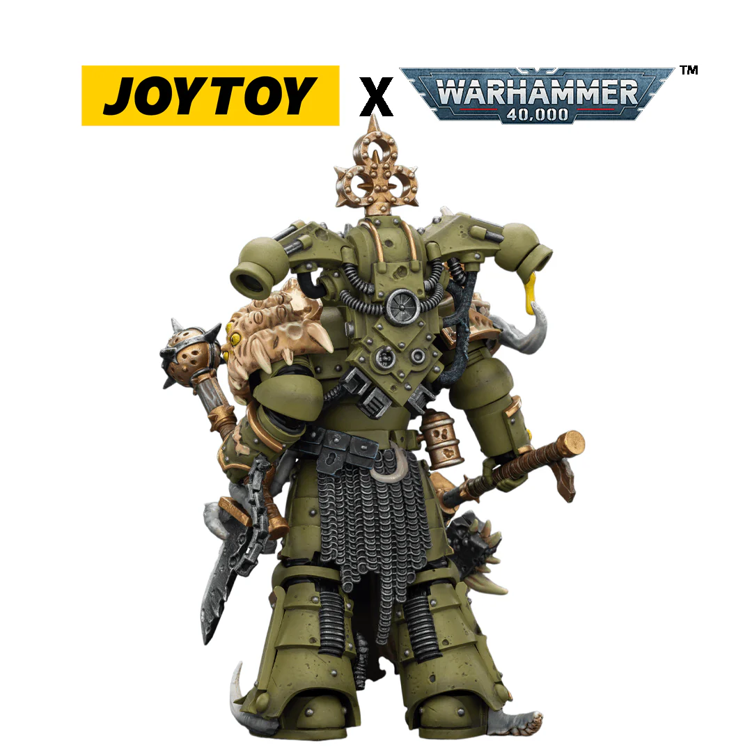 JOYTOY Warhammer 40,000 Action Figure - Death Guard, Plague Marine with Bubotic Axe and Plague Knife (1/18 Scale)