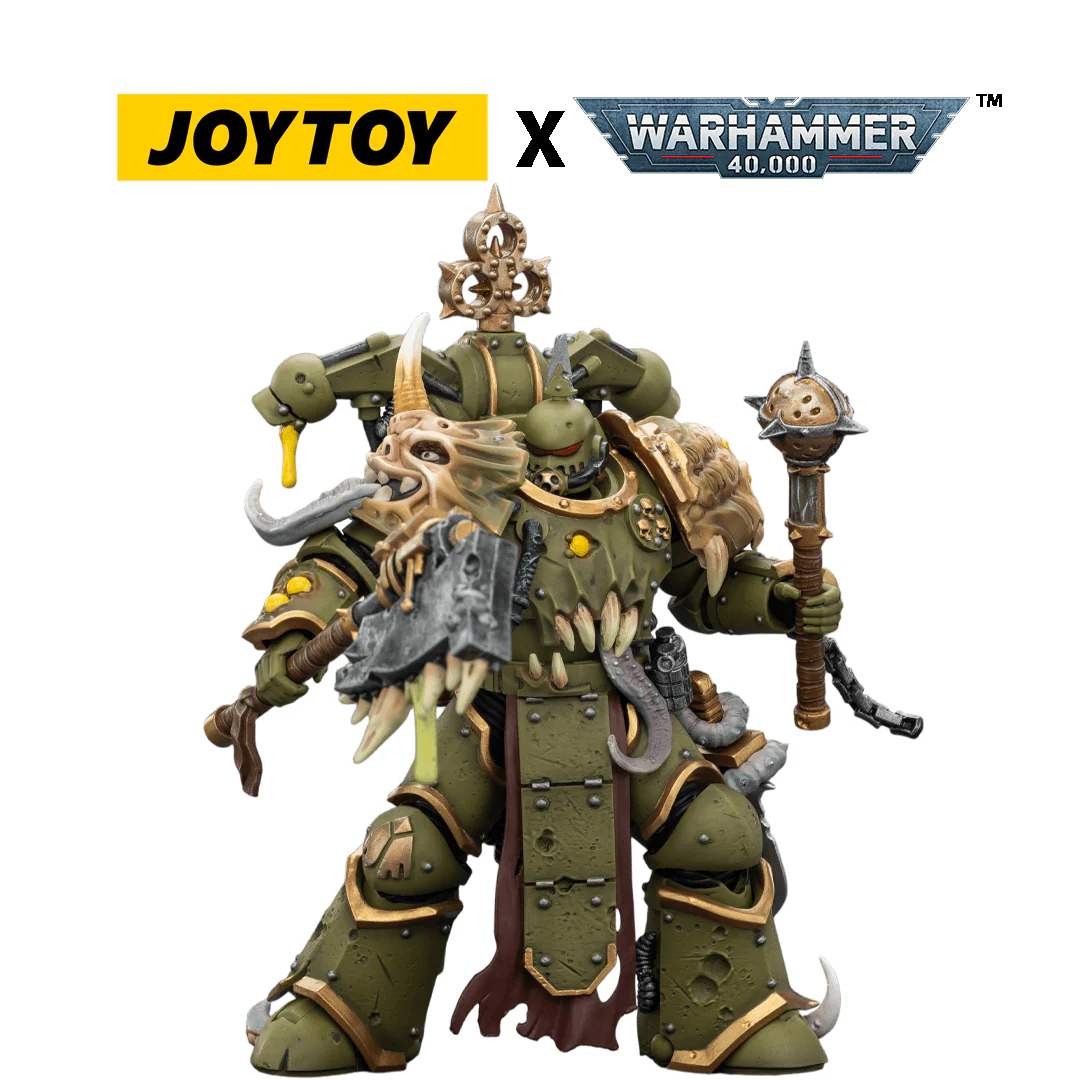 JOYTOY Warhammer 40,000 Action Figure - Death Guard, Plague Marine with Bubotic Axe and Plague Knife (1/18 Scale)