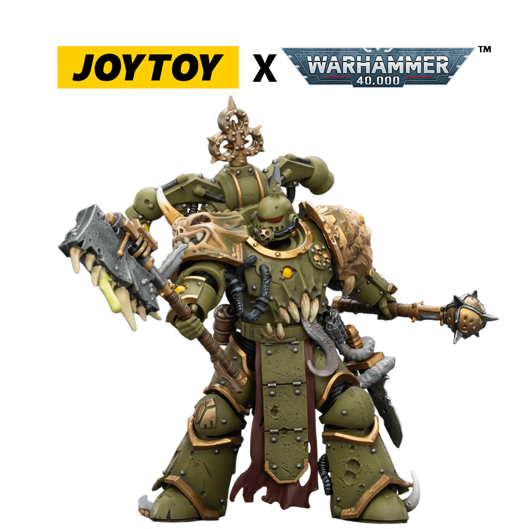 JOYTOY Warhammer 40,000 Action Figure - Death Guard, Plague Marine with Bubotic Axe and Plague Knife (1/18 Scale)