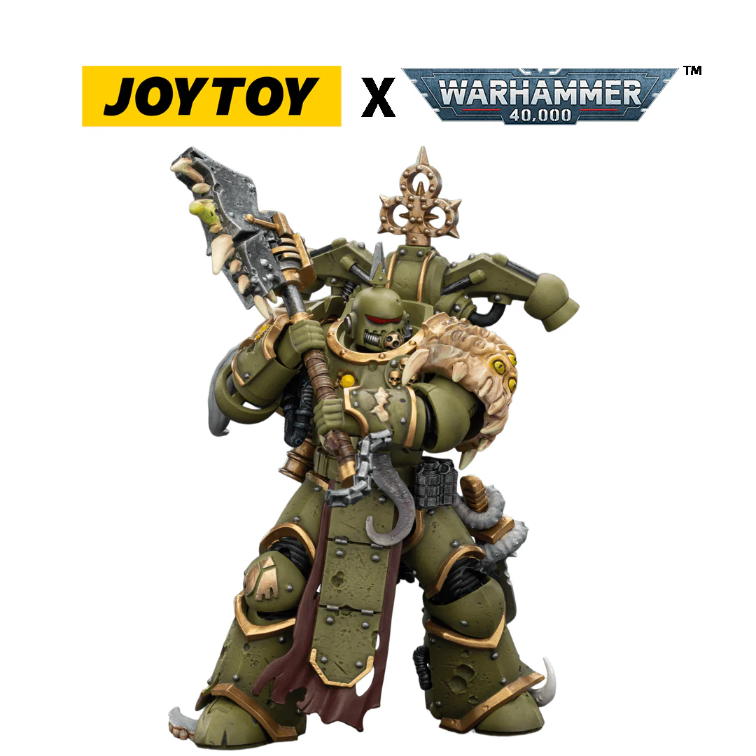 JOYTOY Warhammer 40,000 Action Figure - Death Guard, Plague Marine with Bubotic Axe and Plague Knife (1/18 Scale)