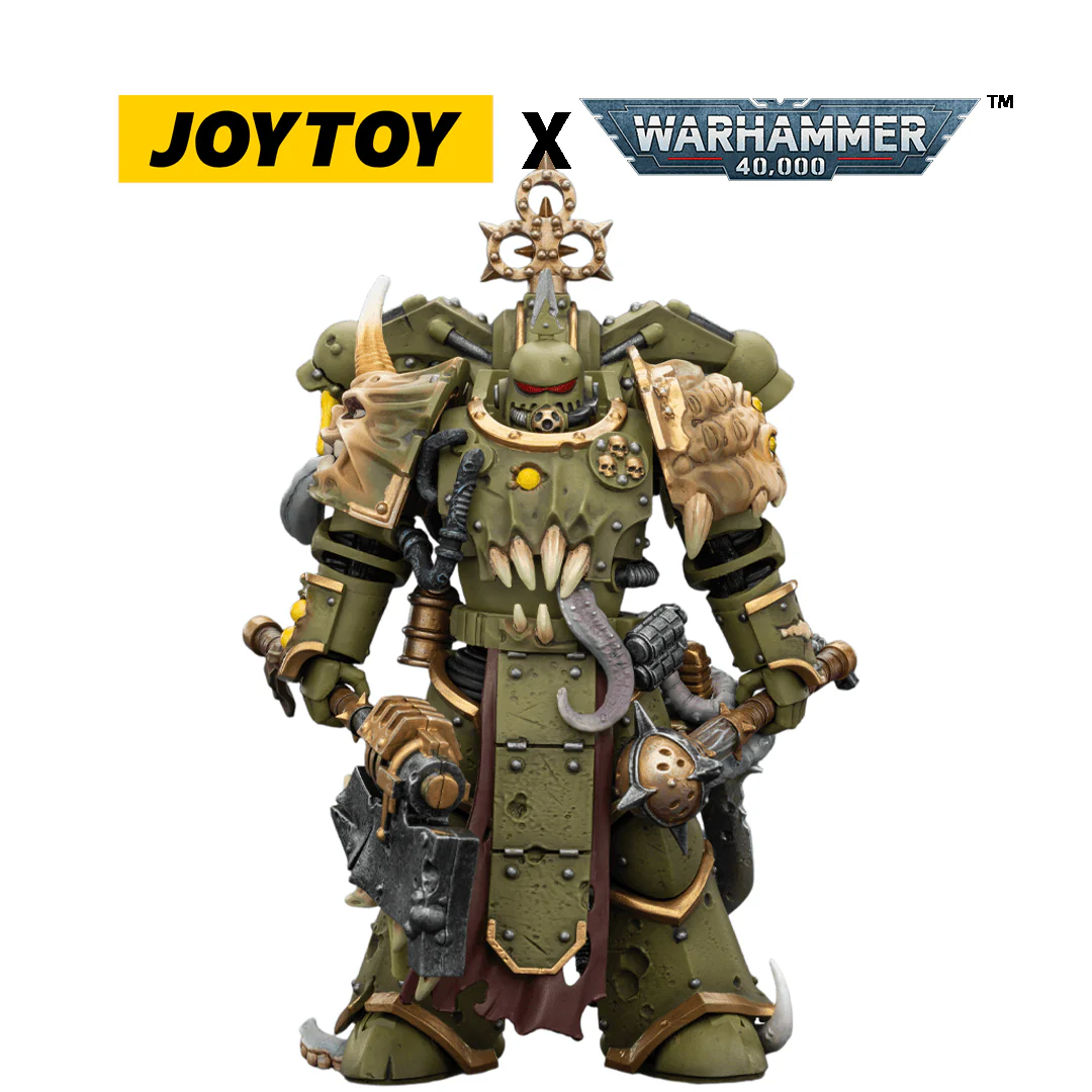 JOYTOY Warhammer 40,000 Action Figure - Death Guard, Plague Marine with Bubotic Axe and Plague Knife (1/18 Scale)