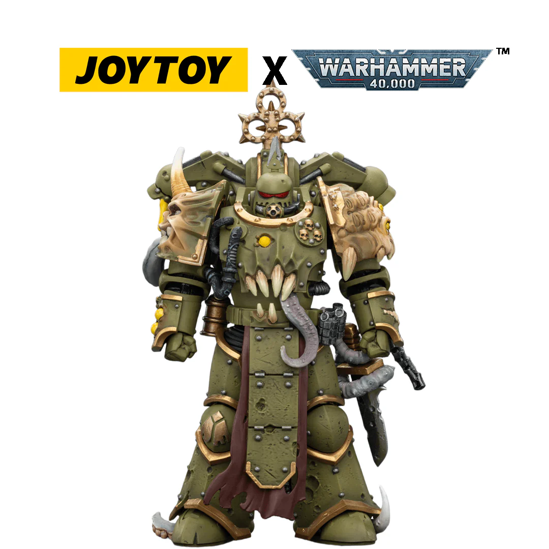 JOYTOY Warhammer 40,000 Action Figure - Death Guard, Plague Marine with Bubotic Axe and Plague Knife (1/18 Scale)