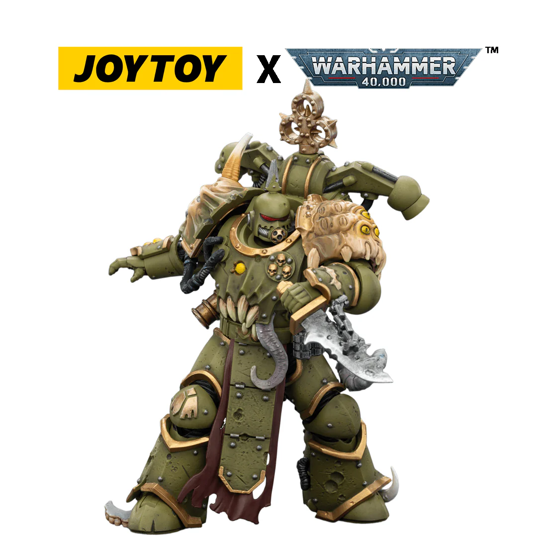 JOYTOY Warhammer 40,000 Action Figure - Death Guard, Plague Marine with Bubotic Axe and Plague Knife (1/18 Scale)
