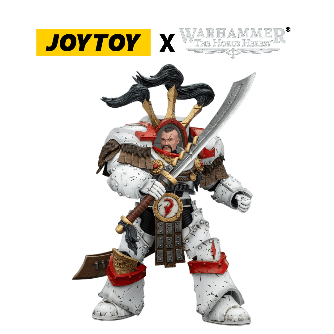 JOYTOY Warhammer The Horus Heresy Action Figure - White Scars, Legion Praetor in Cataphractii Terminator Armour with Cyber Hawk, Chogorian Sword and Combi-melta (1/18 Scale)