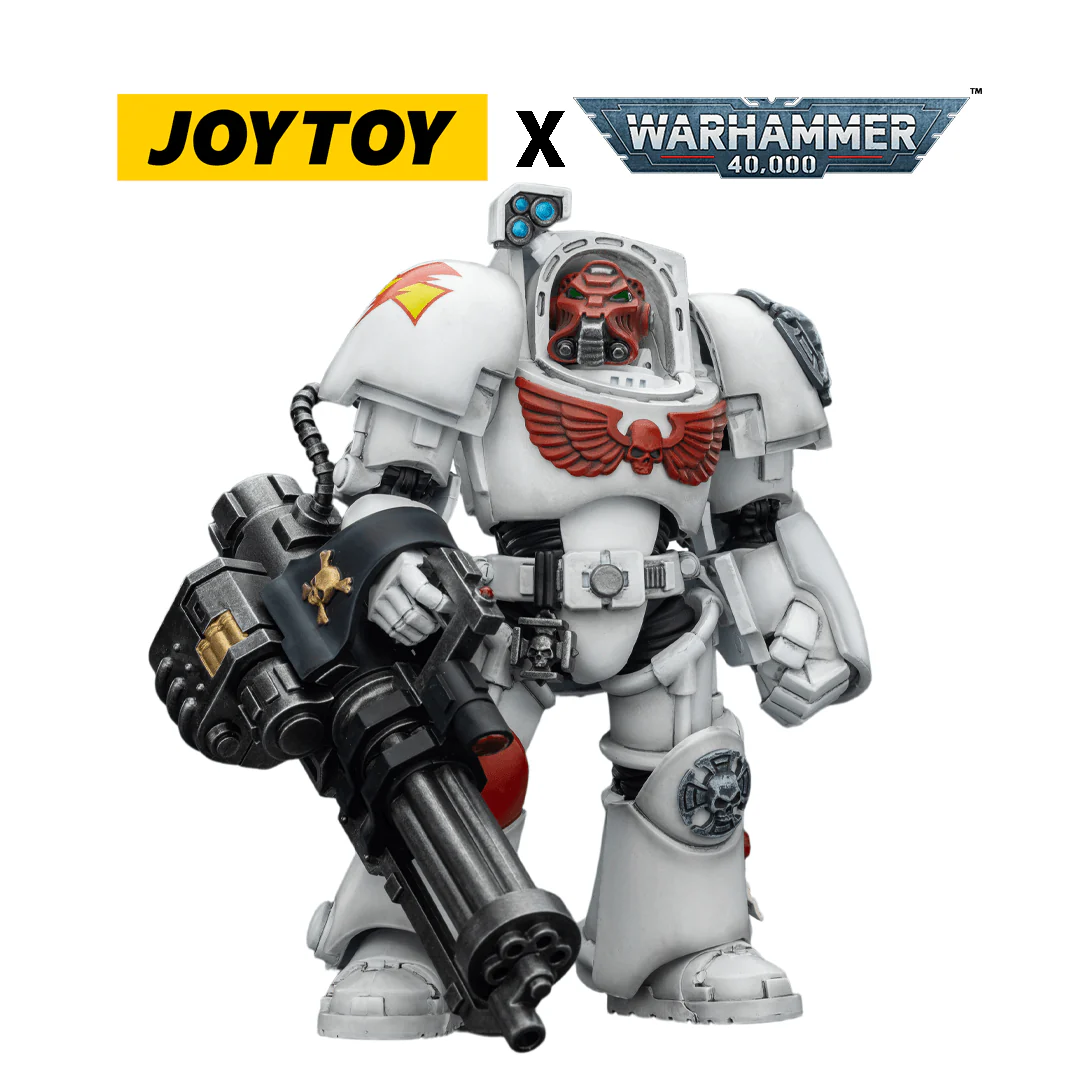 JoyToy Warhammer 40,000 Action Figure - White Scars, Terminator 3 with Assault Cannon (1/18 Scale)