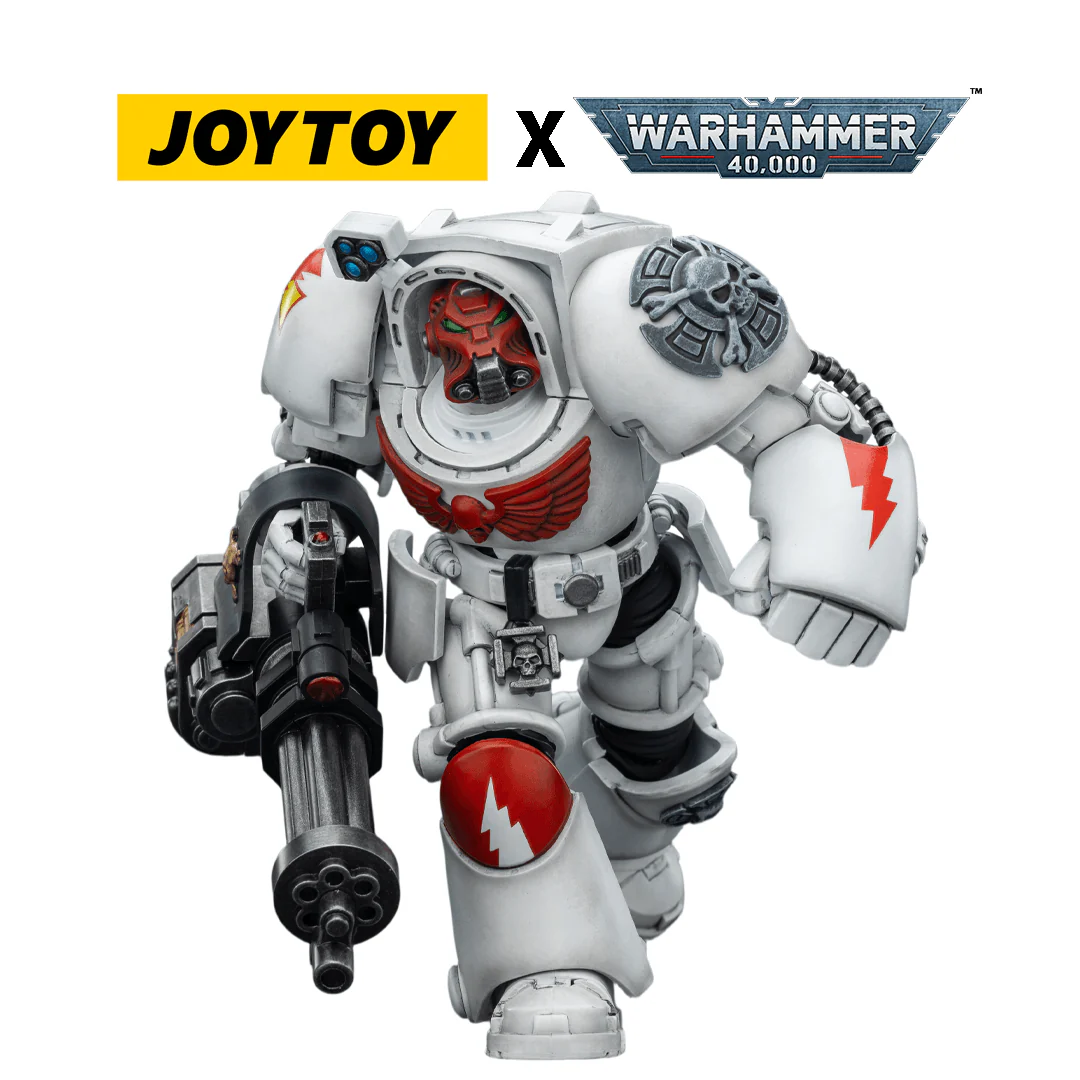 JoyToy Warhammer 40,000 Action Figure - White Scars, Terminator 3 with Assault Cannon (1/18 Scale)