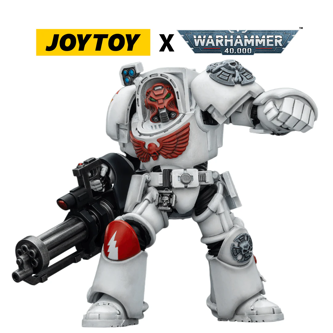 JoyToy Warhammer 40,000 Action Figure - White Scars, Terminator 3 with Assault Cannon (1/18 Scale)