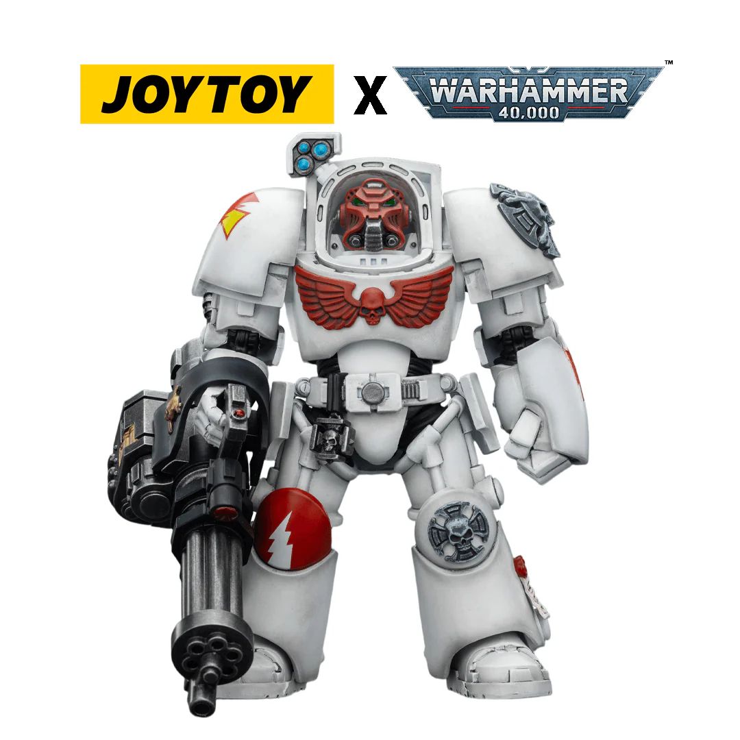 JoyToy Warhammer 40,000 Action Figure - White Scars, Terminator 3 with Assault Cannon (1/18 Scale)