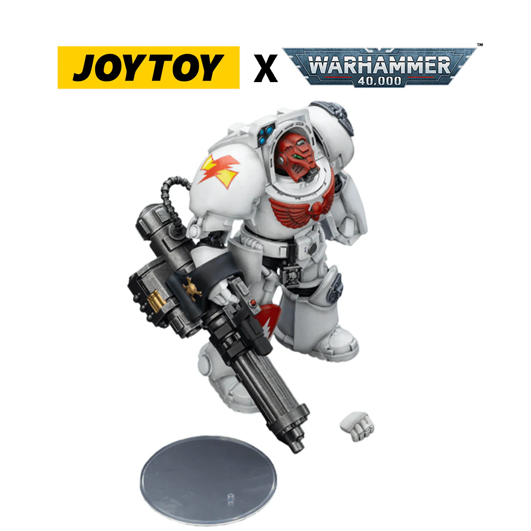 JoyToy Warhammer 40,000 Action Figure - White Scars, Terminator 3 with Assault Cannon (1/18 Scale)