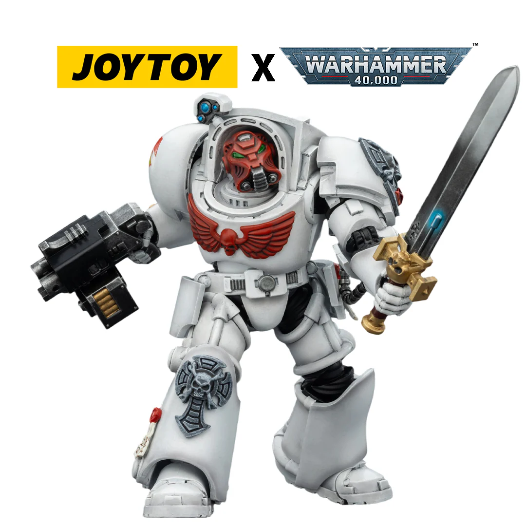 JoyToy Warhammer 40,000 Action Figure - White Scars, Terminator 1 with Power Sword and Storm Bolter (1/18 Scale)
