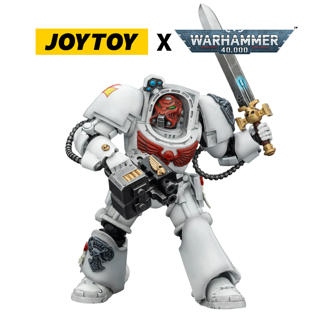 JoyToy Warhammer 40,000 Action Figure - White Scars, Terminator 1 with Power Sword and Storm Bolter (1/18 Scale)