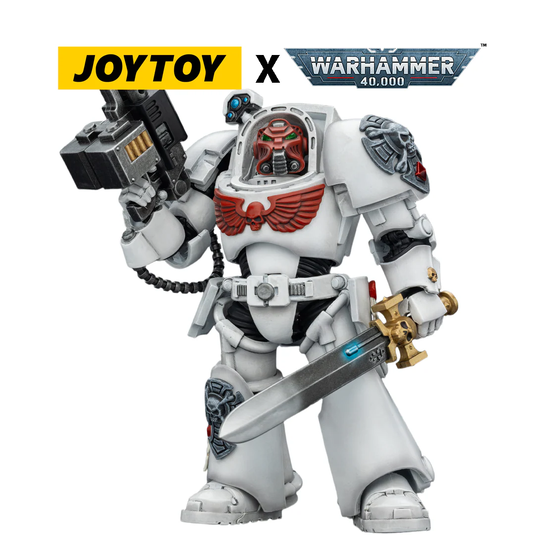JoyToy Warhammer 40,000 Action Figure - White Scars, Terminator 1 with Power Sword and Storm Bolter (1/18 Scale)