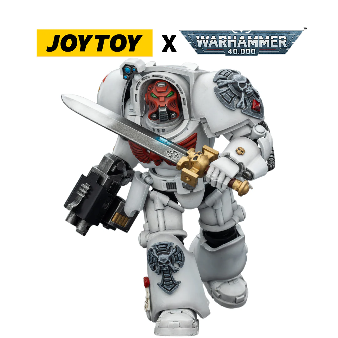 JoyToy Warhammer 40,000 Action Figure - White Scars, Terminator 1 with Power Sword and Storm Bolter (1/18 Scale)
