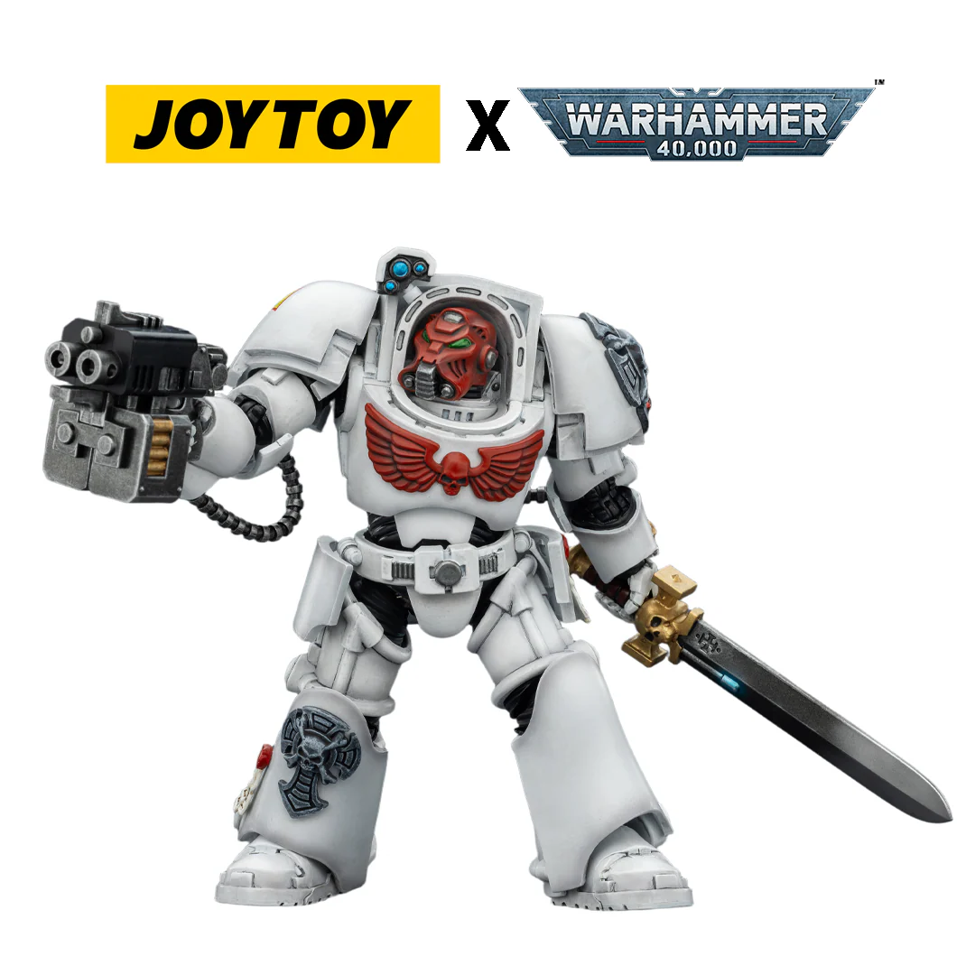 JoyToy Warhammer 40,000 Action Figure - White Scars, Terminator 1 with Power Sword and Storm Bolter (1/18 Scale)