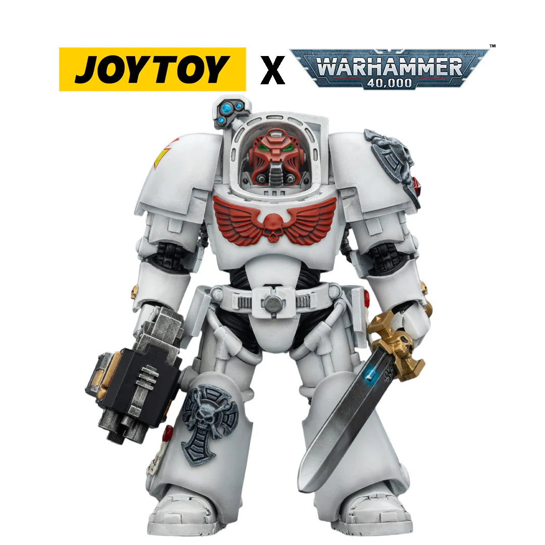 JoyToy Warhammer 40,000 Action Figure - White Scars, Terminator 1 with Power Sword and Storm Bolter (1/18 Scale)