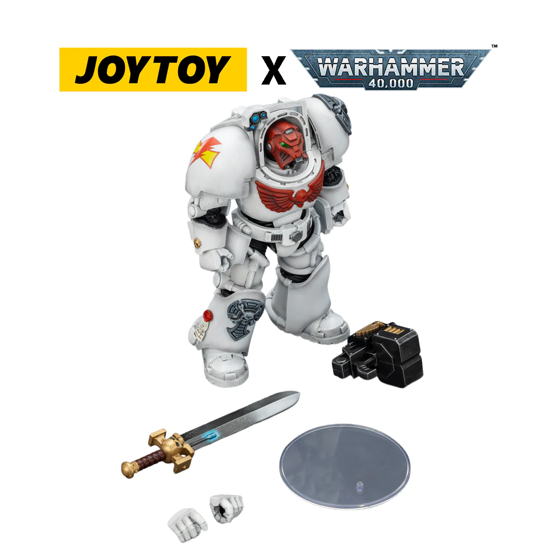 JoyToy Warhammer 40,000 Action Figure - White Scars, Terminator 1 with Power Sword and Storm Bolter (1/18 Scale)
