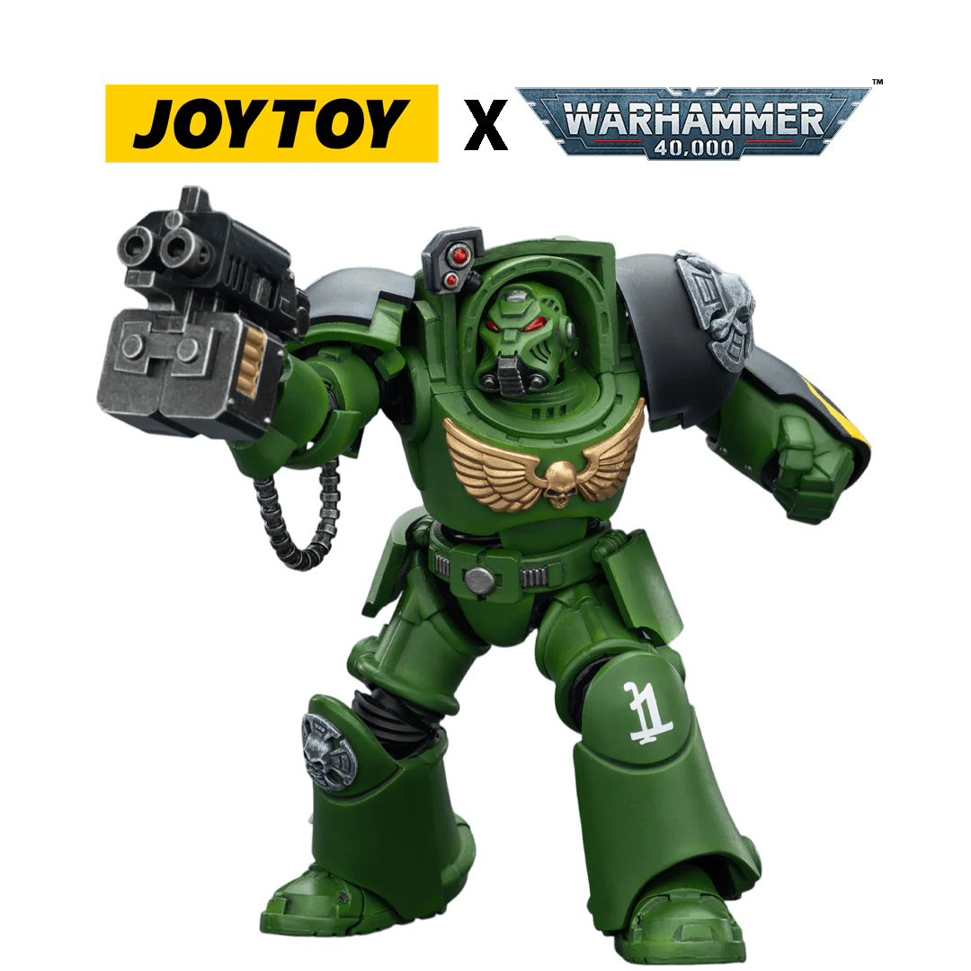 JoyToy Warhammer 40,000 Action Figure - Salamanders, Terminator 2 with Power Fist and Storm Bolter (1/18 Scale)