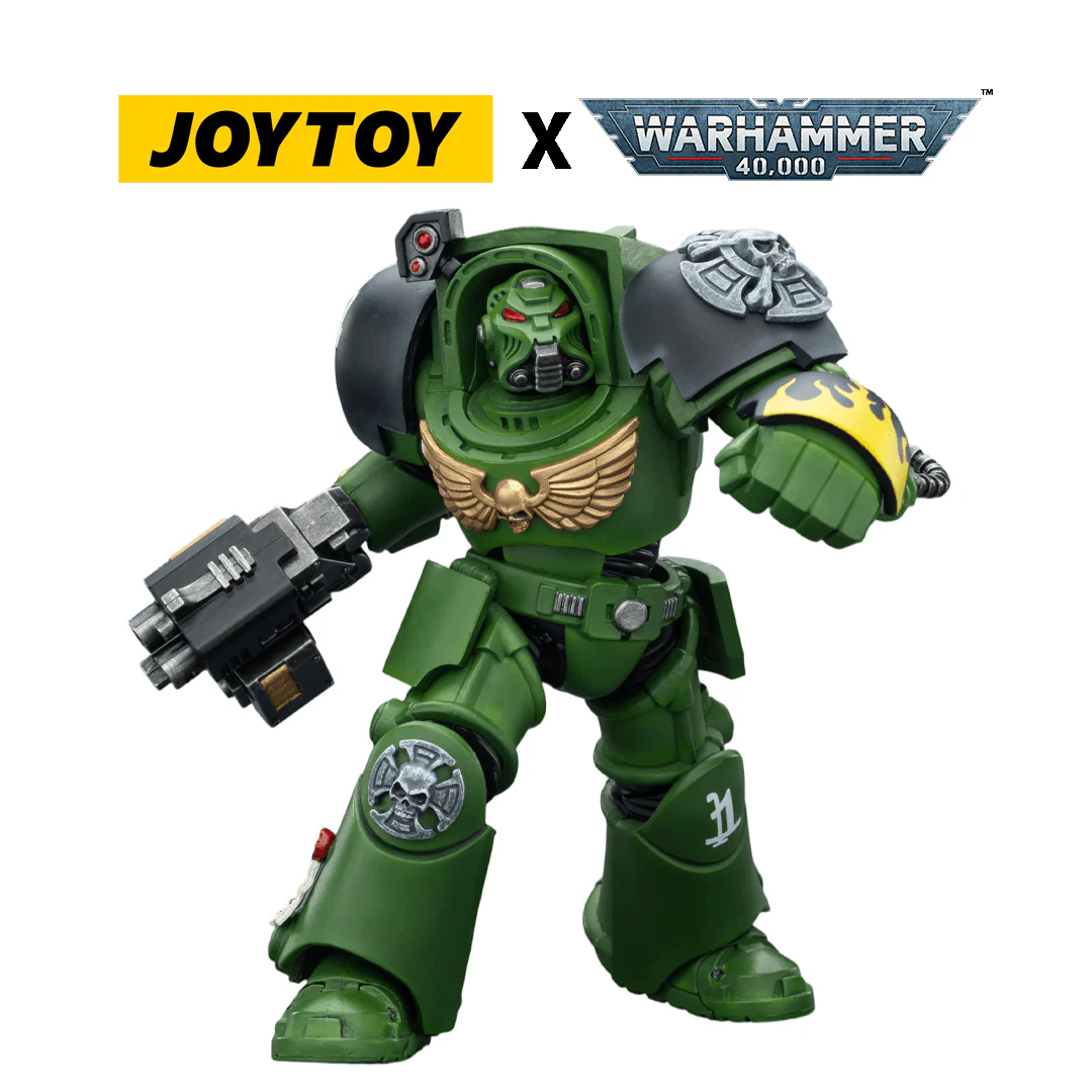 JoyToy Warhammer 40,000 Action Figure - Salamanders, Terminator 2 with Power Fist and Storm Bolter (1/18 Scale)