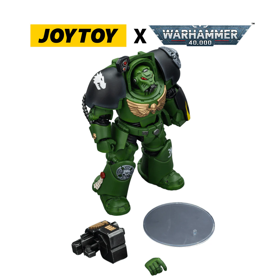 JoyToy Warhammer 40,000 Action Figure - Salamanders, Terminator 2 with Power Fist and Storm Bolter (1/18 Scale)