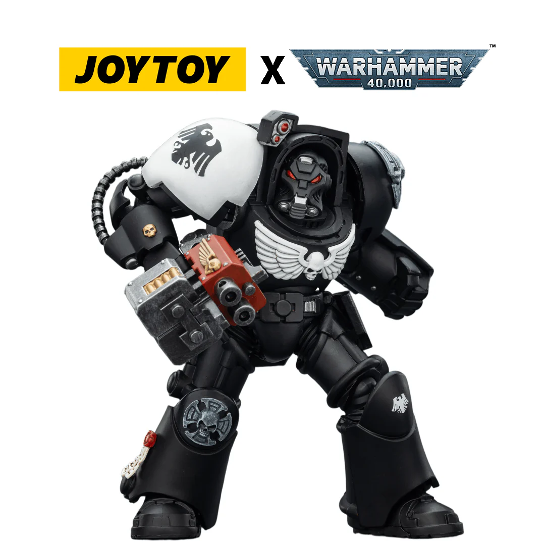 JoyToy Warhammer 40,000 Action Figure - Raven Guard, Terminator 2 with Power Fist and Storm Bolter (1/18 Scale)