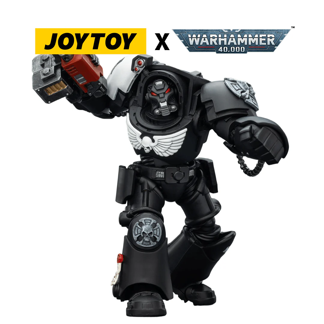 JoyToy Warhammer 40,000 Action Figure - Raven Guard, Terminator 2 with Power Fist and Storm Bolter (1/18 Scale)