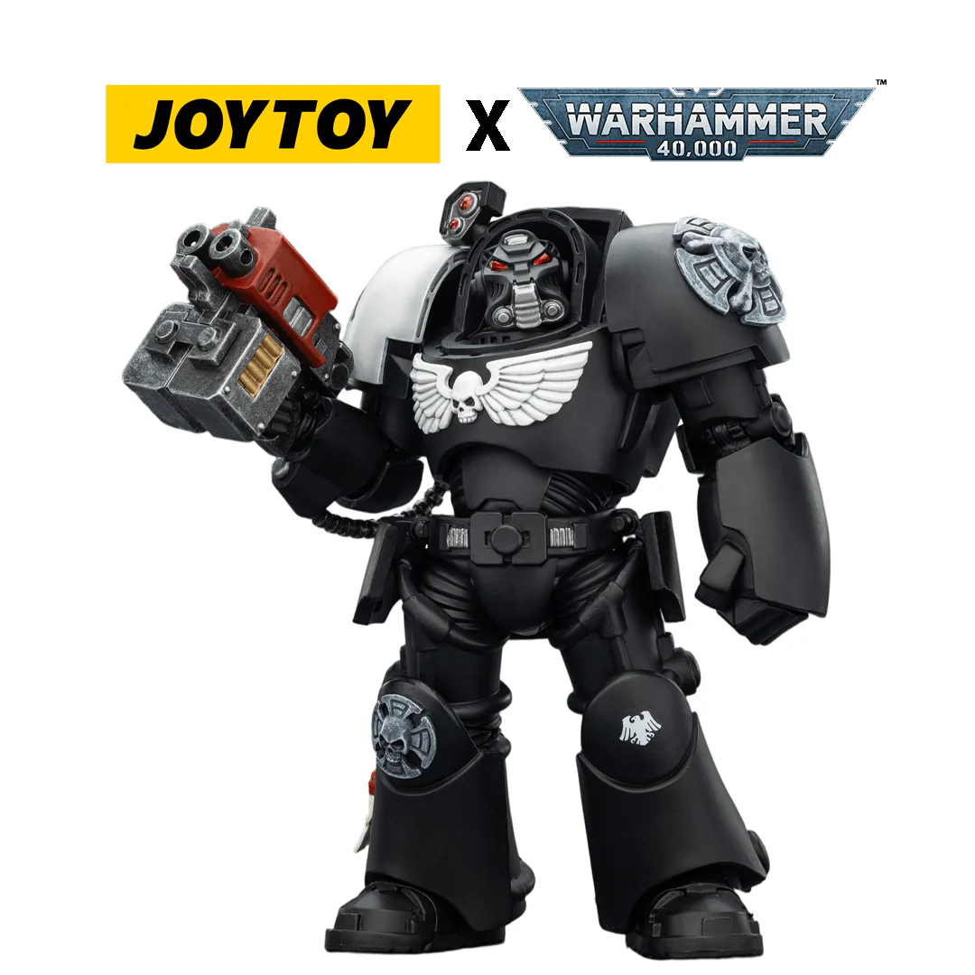 JoyToy Warhammer 40,000 Action Figure - Raven Guard, Terminator 2 with Power Fist and Storm Bolter (1/18 Scale)