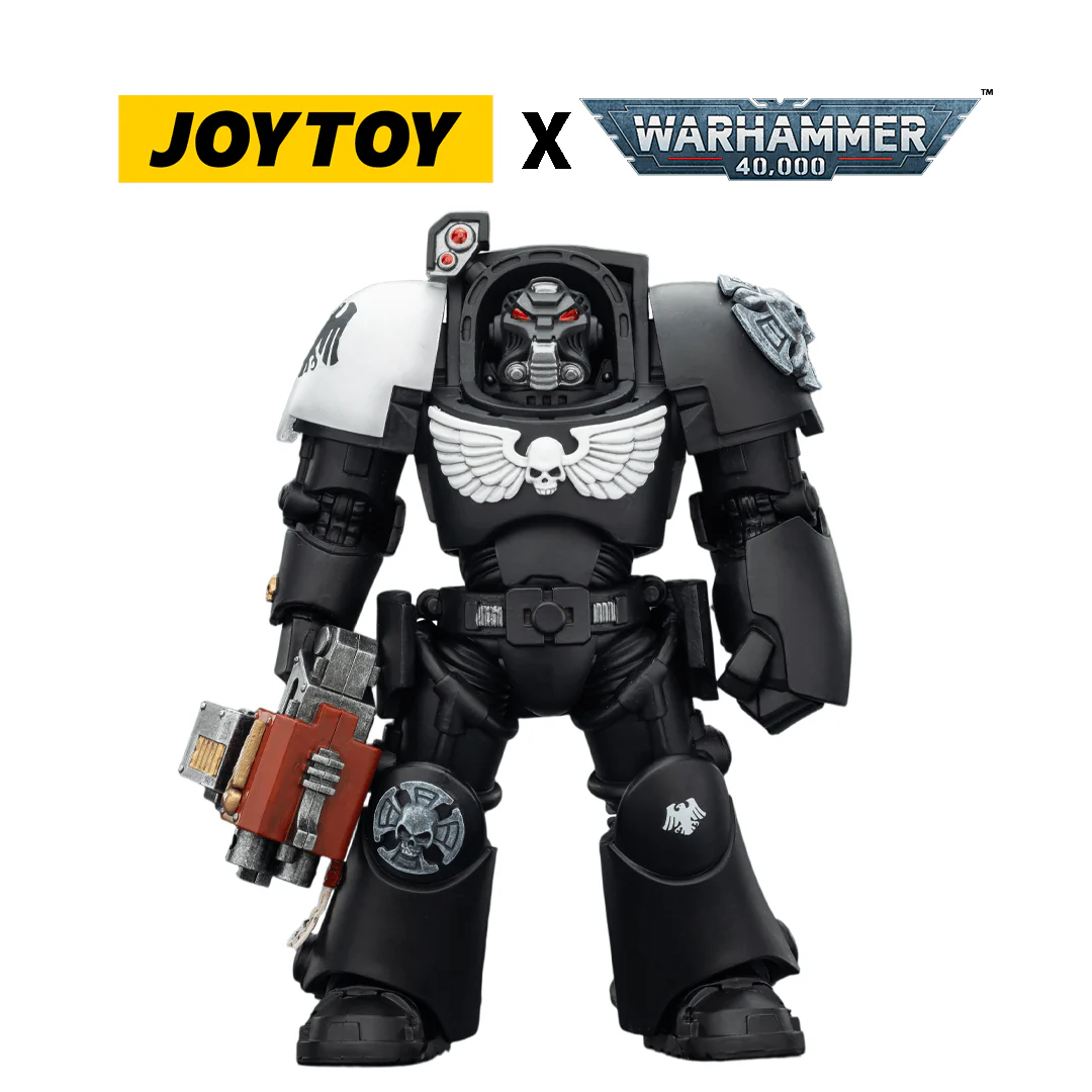 JoyToy Warhammer 40,000 Action Figure - Raven Guard, Terminator 2 with Power Fist and Storm Bolter (1/18 Scale)