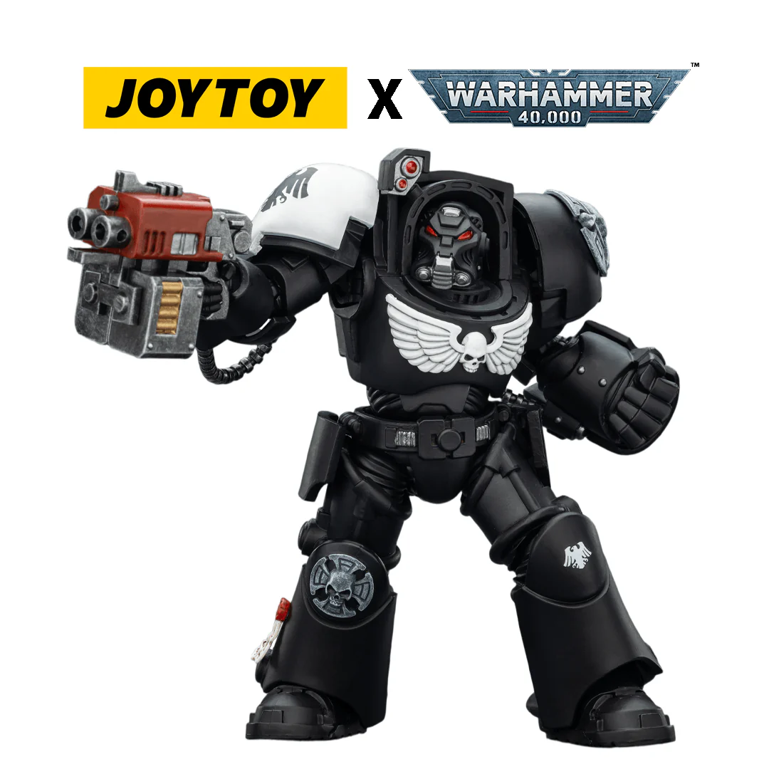 JoyToy Warhammer 40,000 Action Figure - Raven Guard, Terminator 2 with Power Fist and Storm Bolter (1/18 Scale)