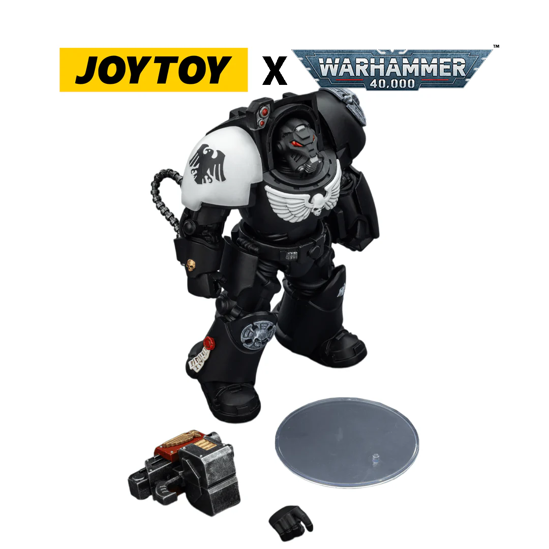 JoyToy Warhammer 40,000 Action Figure - Raven Guard, Terminator 2 with Power Fist and Storm Bolter (1/18 Scale)