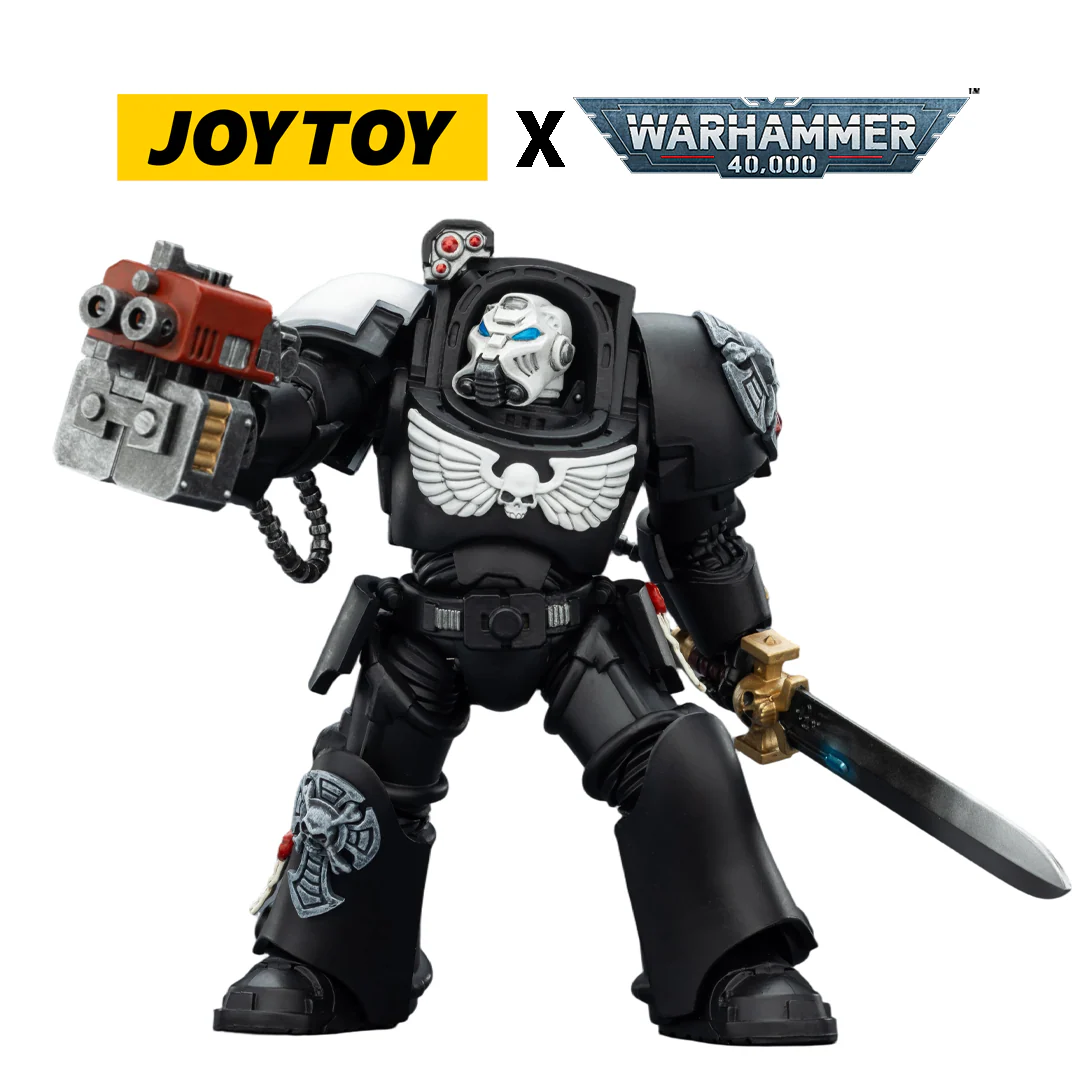 JoyToy Warhammer 40,000 Action Figure - Raven Guard, Terminator 1 with Power Sword and Storm Bolter (1/18 Scale)