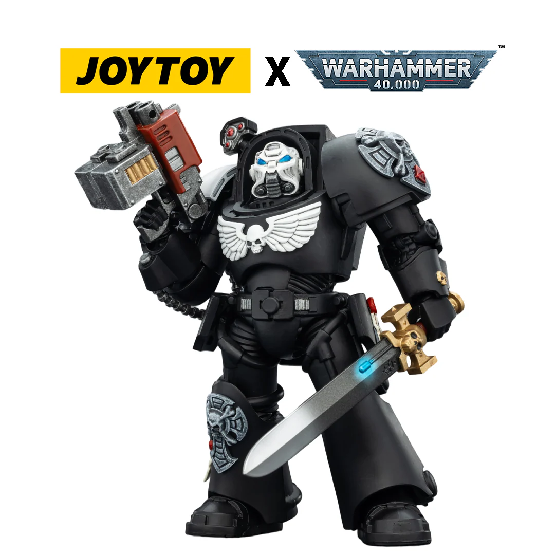 JoyToy Warhammer 40,000 Action Figure - Raven Guard, Terminator 1 with Power Sword and Storm Bolter (1/18 Scale)