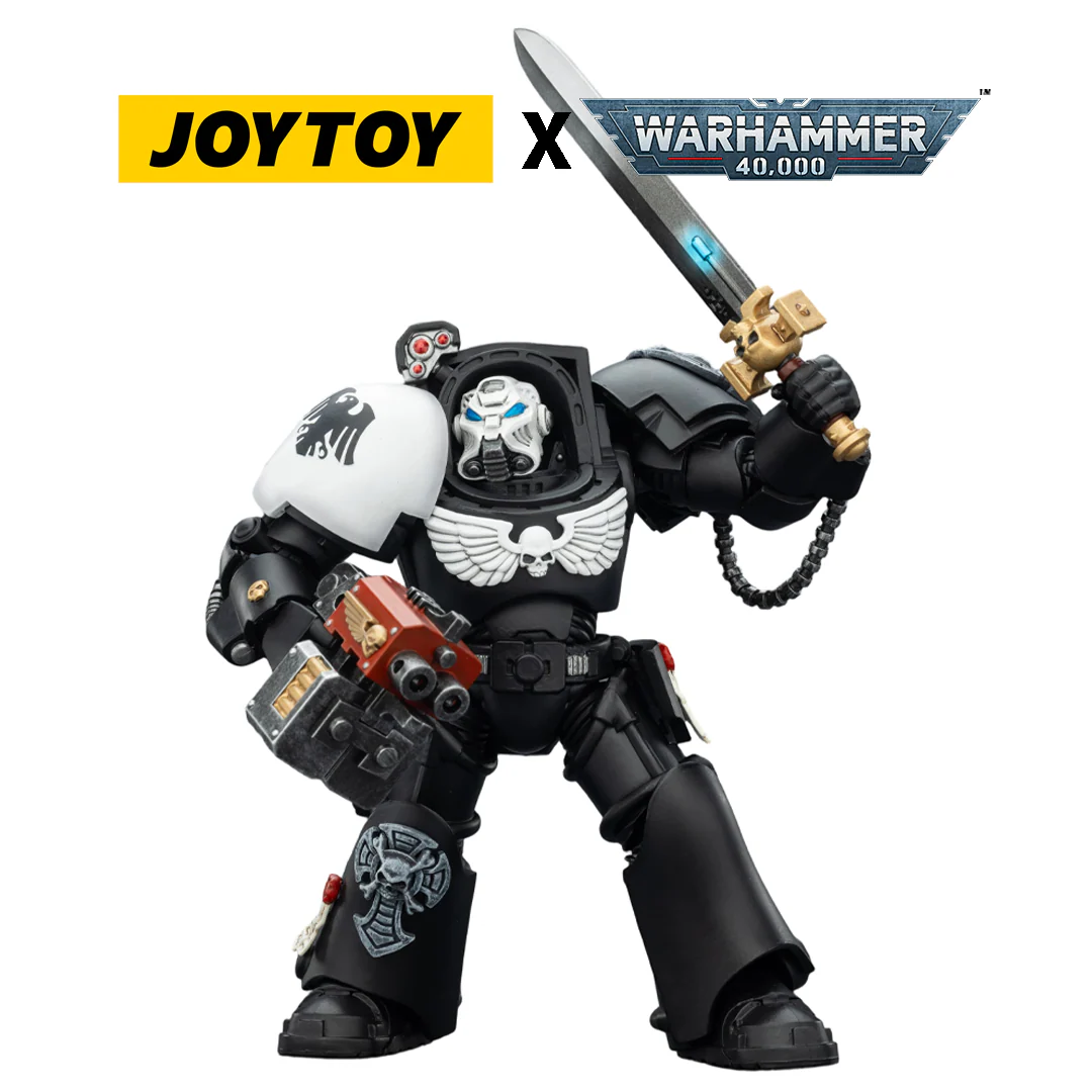 JoyToy Warhammer 40,000 Action Figure - Raven Guard, Terminator 1 with Power Sword and Storm Bolter (1/18 Scale)