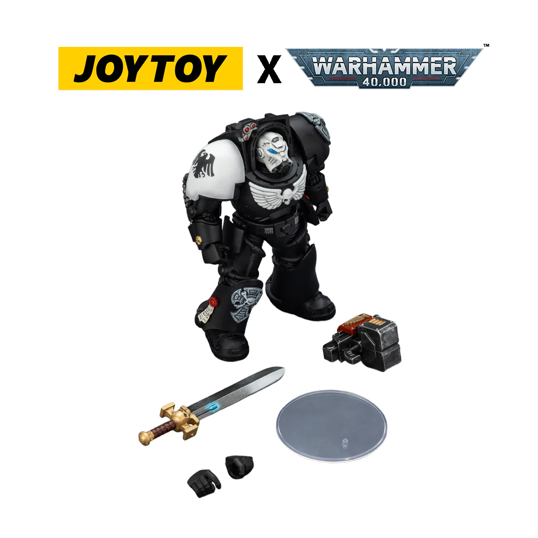 JoyToy Warhammer 40,000 Action Figure - Raven Guard, Terminator 1 with Power Sword and Storm Bolter (1/18 Scale)
