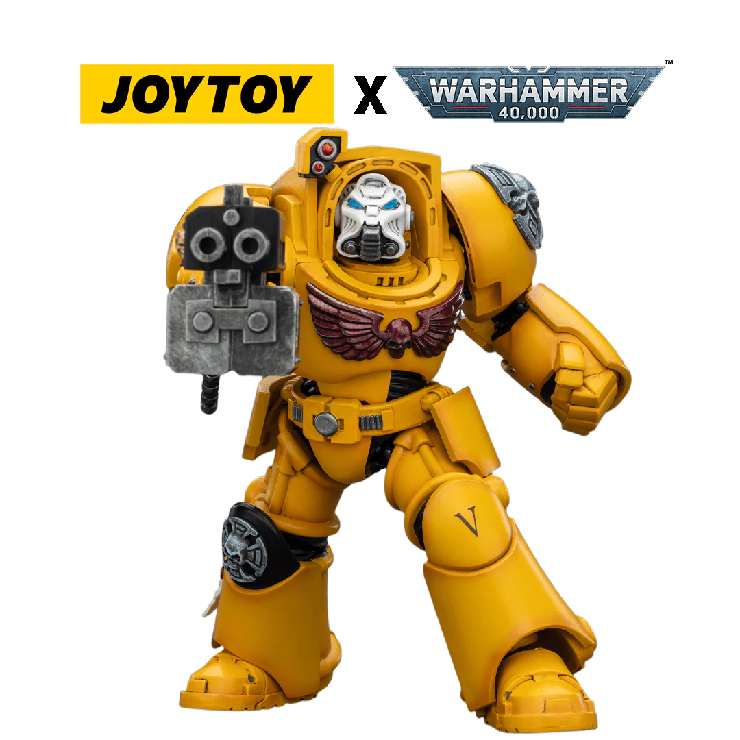 JoyToy Warhammer 40,000 Action Figure - Imperial Fists, Terminator 2 with Power Fist and Storm Bolter (1/18 Scale)