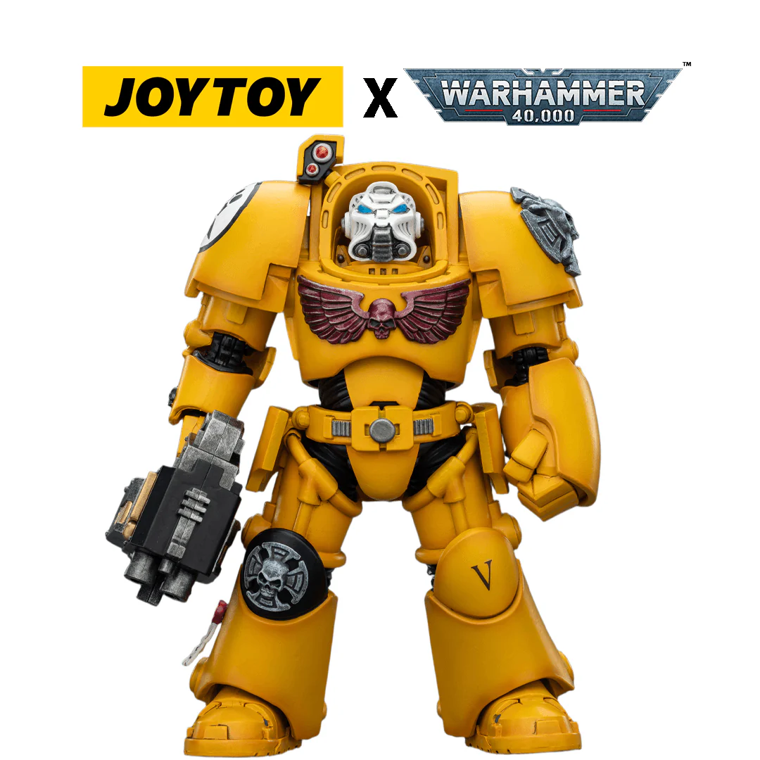 JoyToy Warhammer 40,000 Action Figure - Imperial Fists, Terminator 2 with Power Fist and Storm Bolter (1/18 Scale)